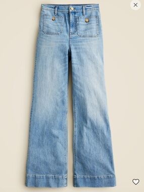 J. Crew Sailor High-Rise Wide Leg Trouser Jeans with Gold Buttons